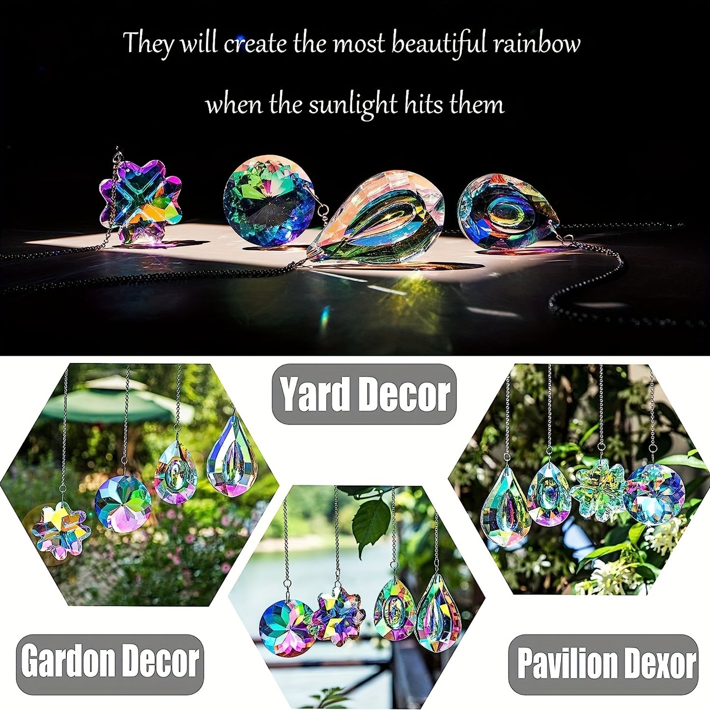 4pcs Crystal Catcher: Transform Your Home with a Rainbow of Colorful Light! , Garden Suncatchers