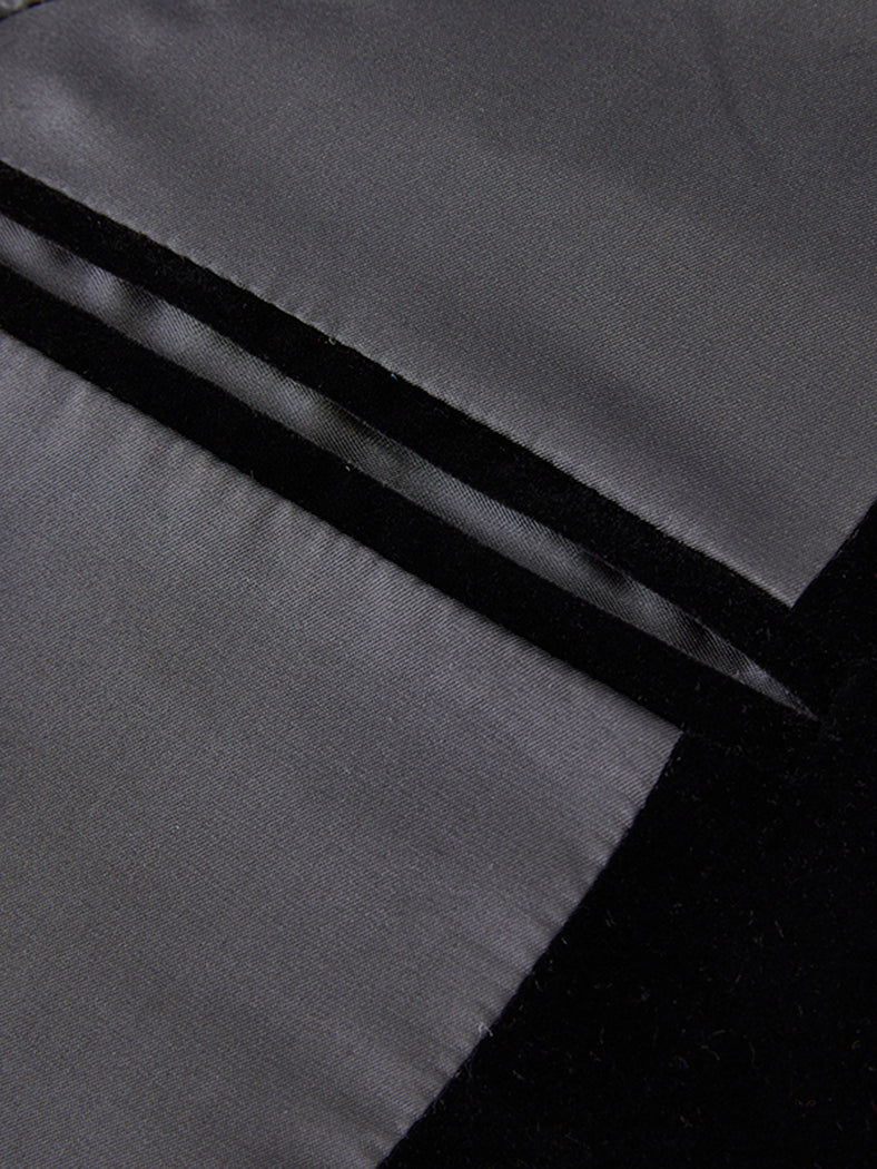 Men’s Luxury Black Velvet Military Jacket with Hand-Sewn Crystals & Gold Cord Trim