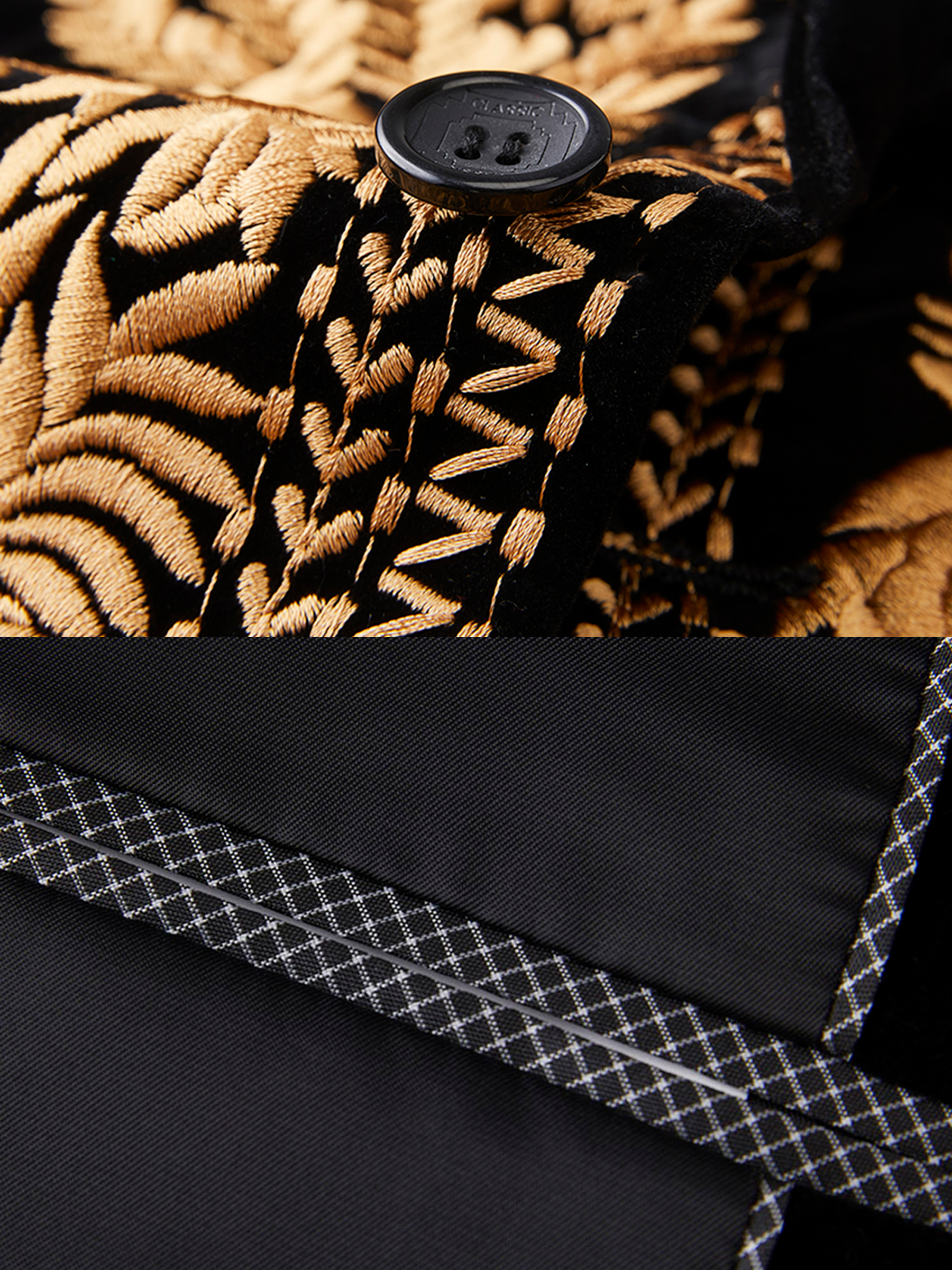 Luxury Gold Embroidered Velvet Tuxedo Jacket for Men