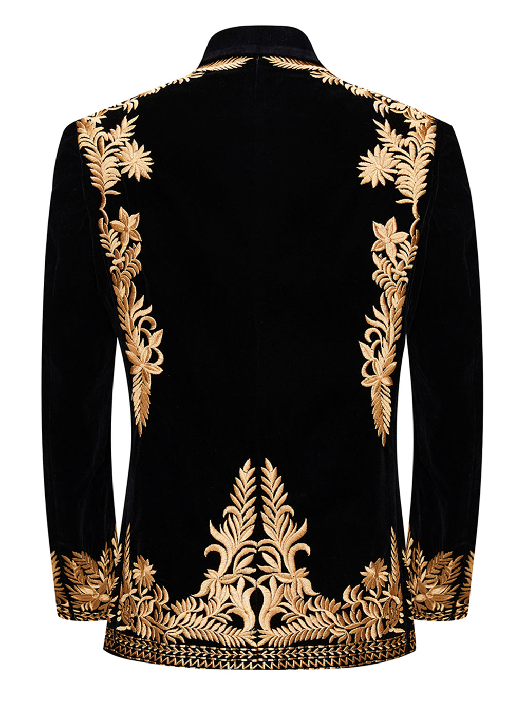 Luxury Gold Embroidered Velvet Tuxedo Jacket for Men