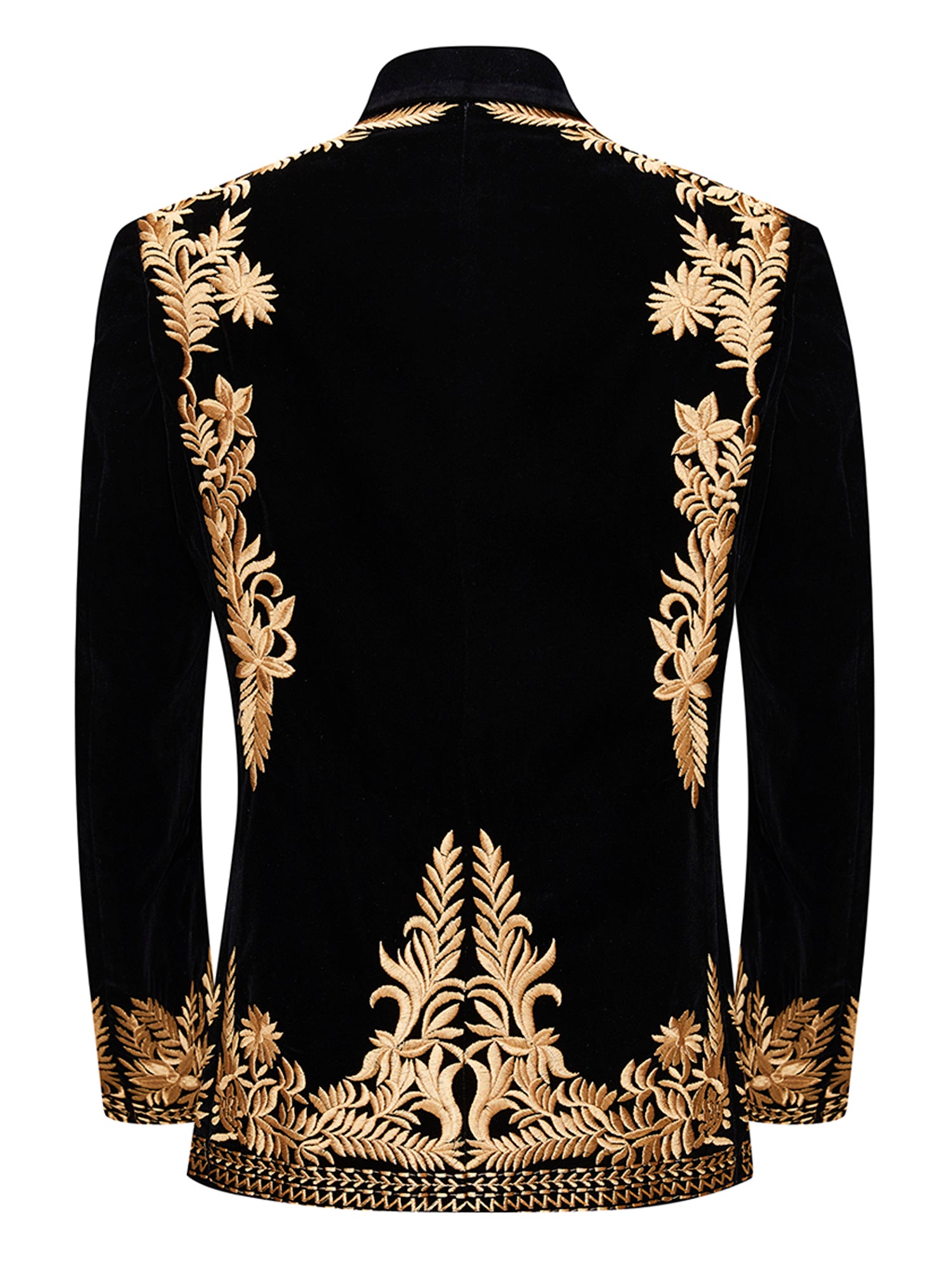 Luxury Gold Embroidered Velvet Tuxedo Jacket for Men