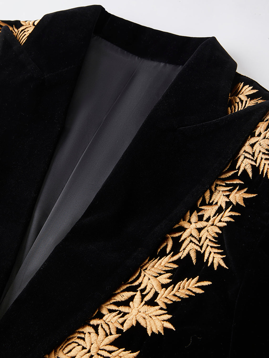 Luxury Gold Embroidered Velvet Tuxedo Jacket for Men