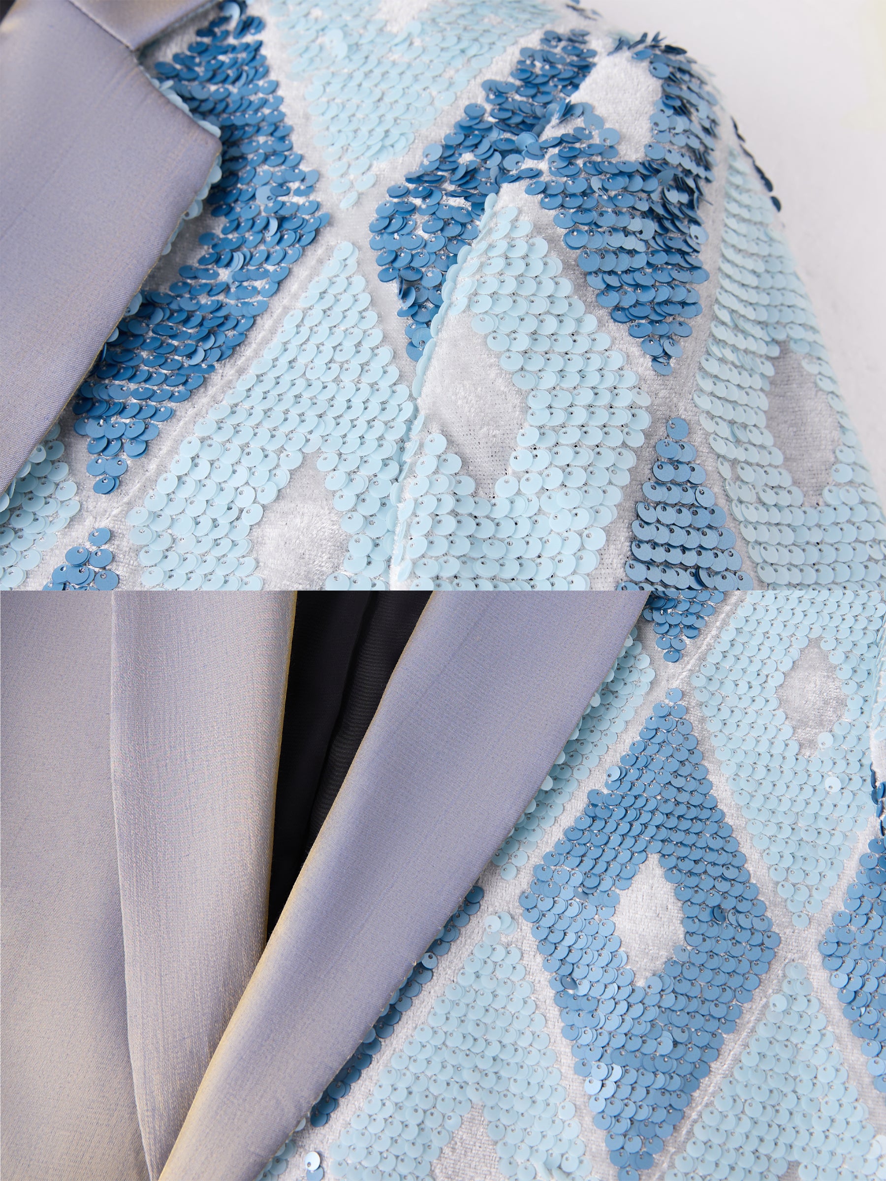 Men’s Asymmetrical Sequin Blazer – Luxury Geometric Statement Jacket for Stage & Events