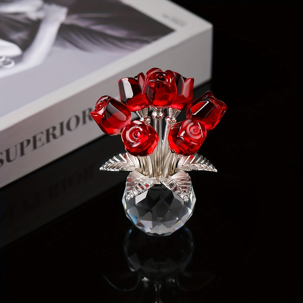 1pc High-end Crystal Rose Statue, Light Luxury and Elegant Home and Office Decoration, Ideal Choice for Valentine's Day and Anniversary Gifts for Wife and Girlfriend, for Valentine