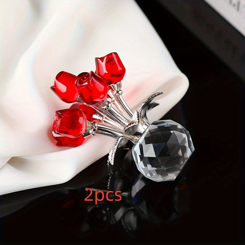 1pc High-end Crystal Rose Statue, Light Luxury and Elegant Home and Office Decoration, Ideal Choice for Valentine's Day and Anniversary Gifts for Wife and Girlfriend, for Valentine