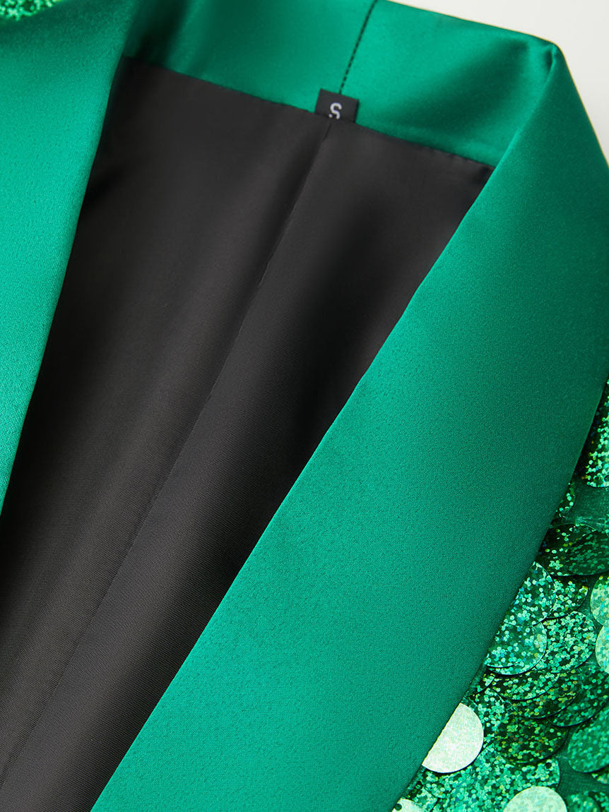 Men’s Emerald Green Oversized Sequin Blazer