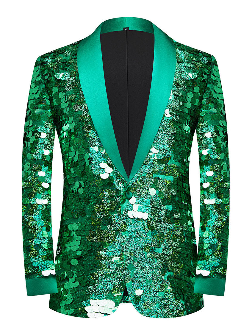 Men’s Emerald Green Oversized Sequin Blazer