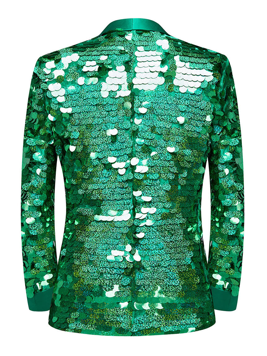 Men’s Emerald Green Oversized Sequin Blazer