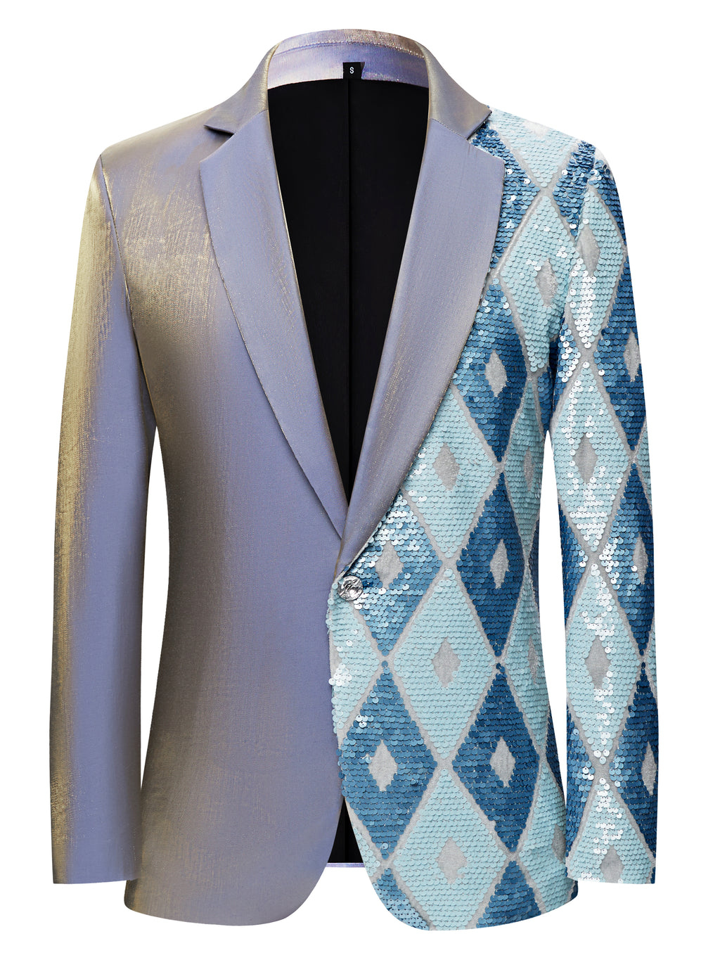Men’s Asymmetrical Sequin Blazer – Luxury Geometric Statement Jacket for Stage & Events