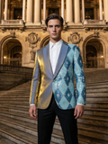 Men’s Asymmetrical Sequin Blazer – Luxury Geometric Statement Jacket for Stage & Events