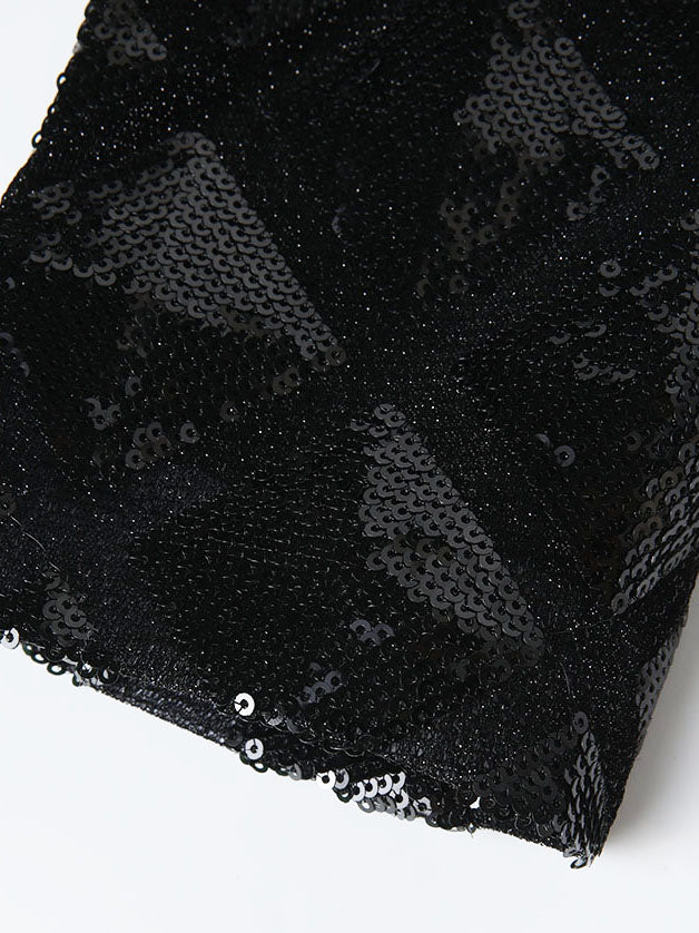 Men’s Black Diamond Grid Sequin Blazer – Luxury Geometric Pattern with Satin Peak Lapel