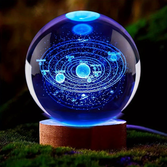 [Popular Choice] 3D Solar System Laser-Carved Color Changing Crystal Ball Night Light - USB Powered, Ideal Holiday Gift for Family, Friends, and Colleagues, Perfect for Home Decor and Party Celebrations, Crystal Ball, Indoor Decoration, Festival Party, Gi