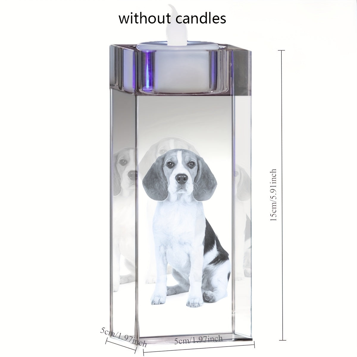 Custom Photo Crystal Glass Candle Holder - Elegant, Personalized Decor for Romantic Dinners, Weddings & Home - Versatile No-Flame Light Base for Gifts (Candle Not Included)