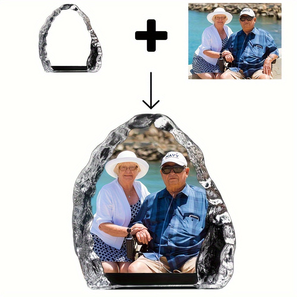 1pc Customized Crystal Photo Frame, Personalized Image Engraved Keepsake, 5.51x3.54x1.24 Inch - Pets, Couples, Family Memory Gift With Gift Box Packaging, For Home Room Living Room Office Decor, Wedding Gift