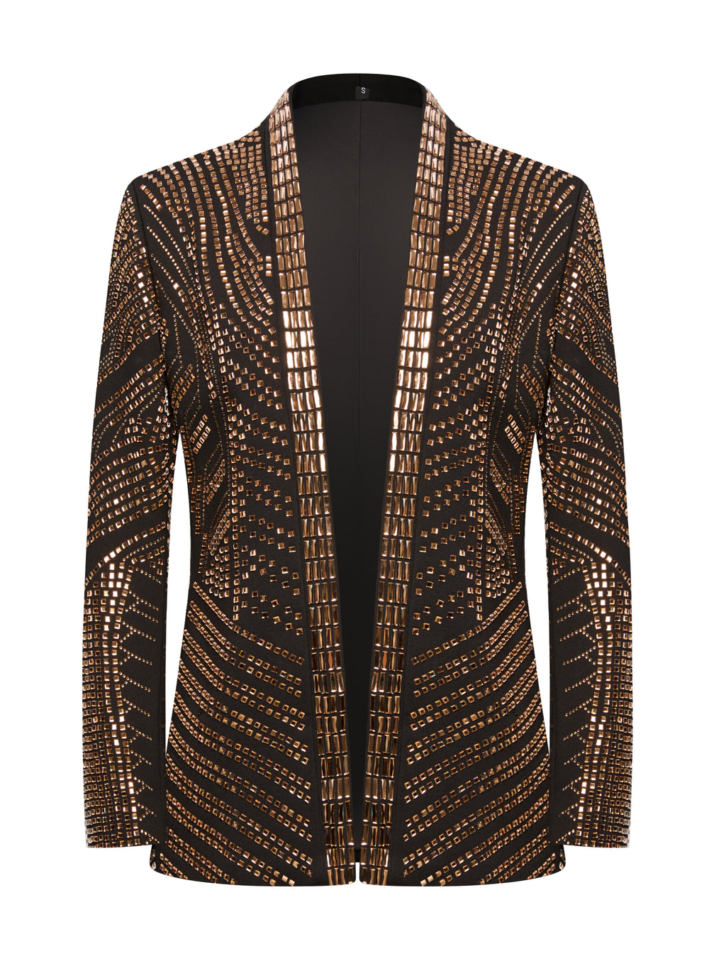 Men’s Crystal Blazer with Geometric Rhinestone Pattern – Stage & Party Statement Jacket