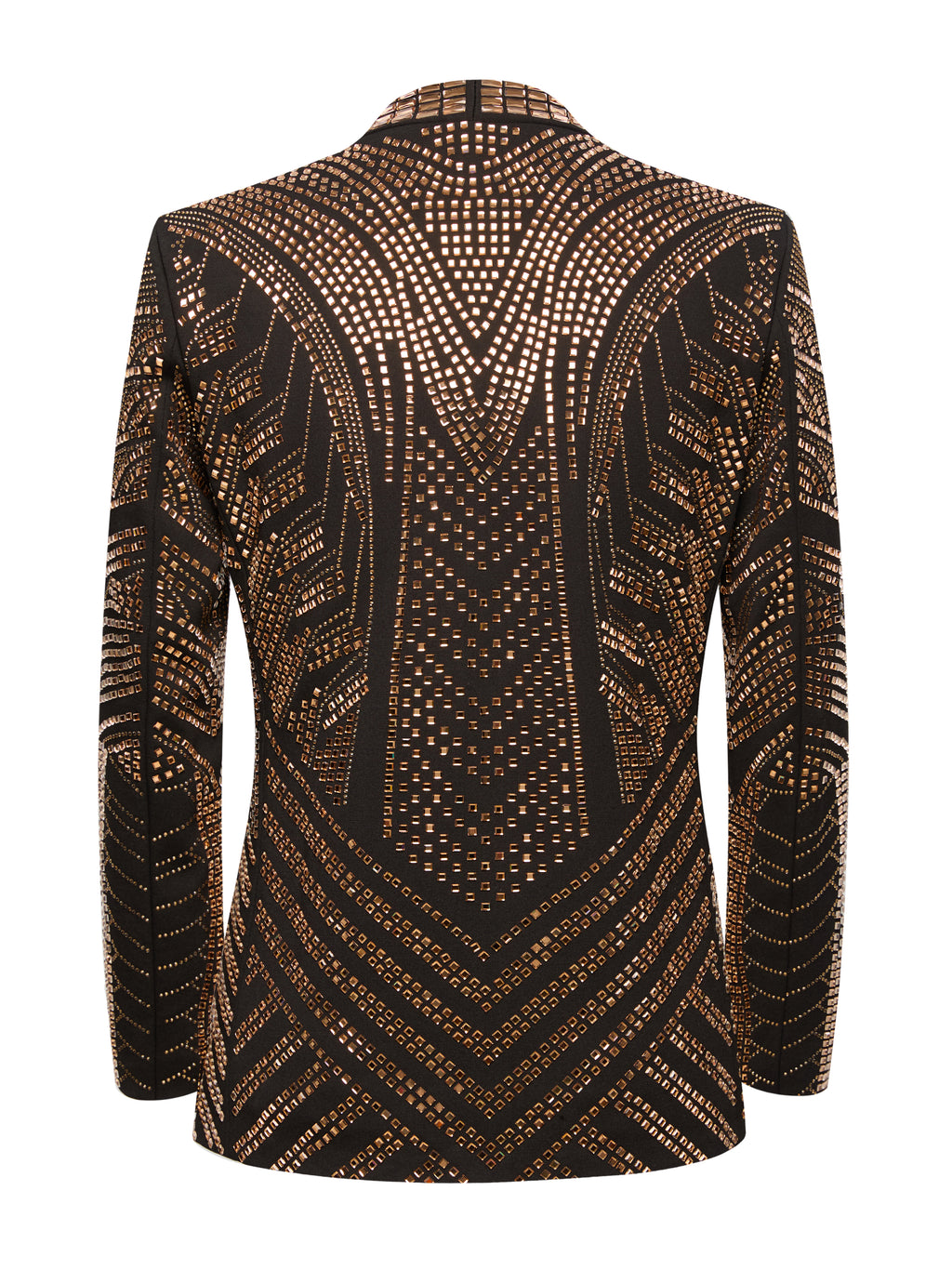 Men’s Crystal Blazer with Geometric Rhinestone Pattern – Stage & Party Statement Jacket