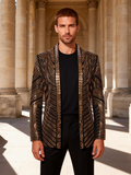 Men’s Crystal Blazer with Geometric Rhinestone Pattern – Stage & Party Statement Jacket
