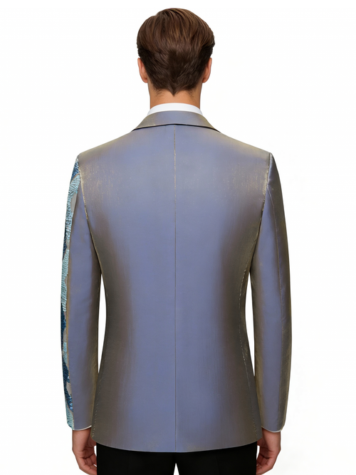 Men’s Asymmetrical Sequin Blazer – Luxury Geometric Statement Jacket for Stage & Events