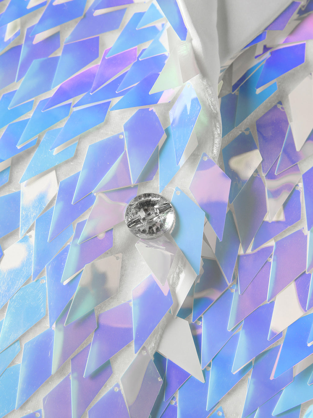 Men’s Iridescent Diamond Sequin Blazer-Color-Shifting Geometric Scale Pattern Statement Jacket